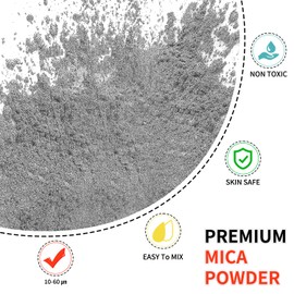 Yipoyilo Mica Powder - 100g Mica Powder for Epoxy Resin - Metallic Color Pigment for Resin, Soap, Bath Bombs, Eye Shadow, Nails, DIY Crafting Projects etc. (Silver Gray)