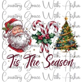 Handmade Sublimation Transfer Santa Tis The Season Christmas Ready To Press Heat Transfer