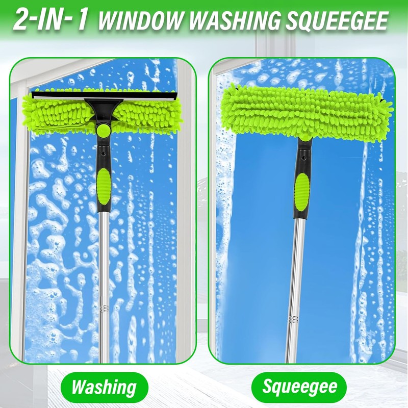 RIZENCE 4.5M/14.7ft Window Cleaning Squeegee Tools, 3-in-1 Window Washing Kit