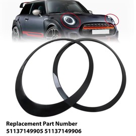 Zafina-UP Replacement 51137149905 51137149906 Headlight Trim Ring Left+Right Compatible for Mini Cooper S Clubman Hampton Wagon 4-Door 1.6L 1597CC 98Cu. In. l4 GAS DOHC Turbocharged 2012 2013