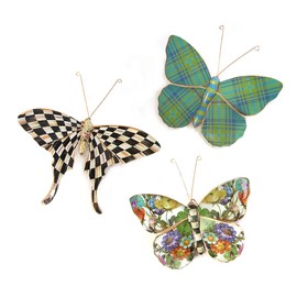 MACKENZIE-CHILDS Butterflies Trio, Hanging Butterfly Wall Decor, Pond, Set of 3