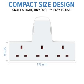 Multi Plug Adaptor, 3 Way Plug Adapter Uk Surge Protected Triple Adapter Plug Extension Socket Electric Wall Plug Extender for Home, Office, Kitchen