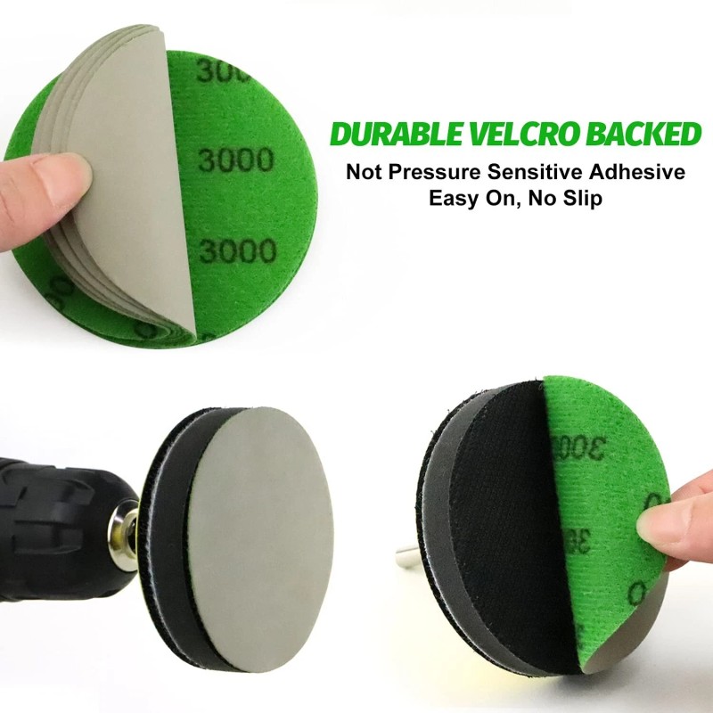 POLIWELL 150 PCS 3 Inch Sanding Discs Silicon Carbide 400-10000