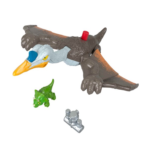 Fisher-Price Imaginext Jurassic World Dominion Dinosaur Toy Soaring Quetzal with Triceratops & Accessory 3-Piece Preschool Set 3+ Years
