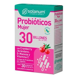 Solanum Probióticos Mujer 30 Billones Sabor Arandano, 30 capsulas de 500mg c/u