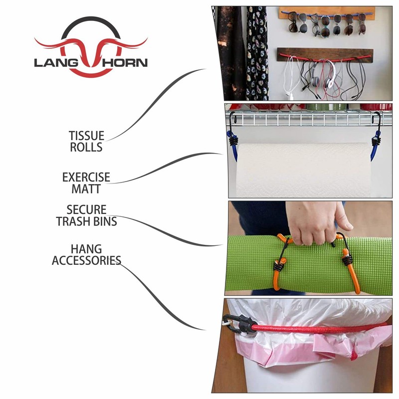 Langhorn black elastic bungee cord, 10 meter 32 feet 5/32”