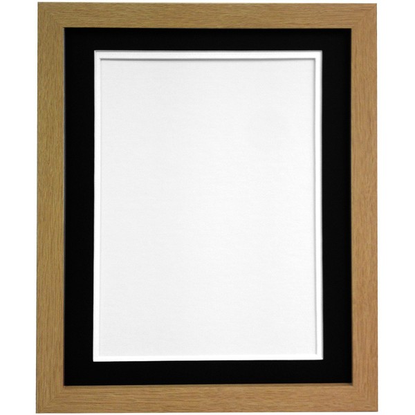 FRAMES BY POST H7OAKDOUBLEMOUNT8664BW H7 Oak Picture Photo Frame with Black and White Double Mount 8"x6" for Pic Size 6"x4", 8 x 6 Image 6 x 4 Inch