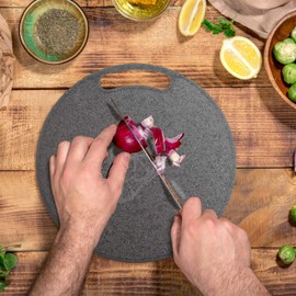 Cabilock Chopping Board Plastic Round Serving Board Breakfast Board Fruit Vegetable Bread Chopping Board Marble Look 31 cm Environmentally Friendly Hanging Kitchen Aid Cooking Accessories Kitchen Tool