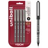 uniball Vision Rollerball Pens, Micro Point (0.5mm), Black, 4 Pack