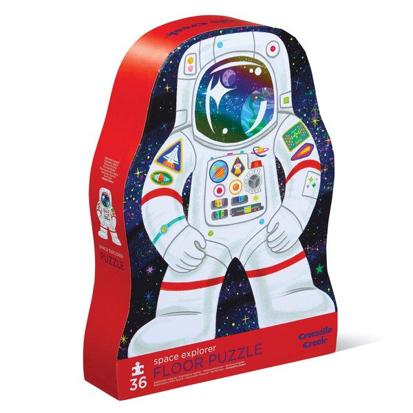 Crocodile Creek - Space Explorer - 36 Piece Jigsaw Floor Puzzle with Heavy-Duty Shaped Box for Storage, Large 20" x 27" Completed Size, Designed for Kids Ages 3 Years and up, 1 ea