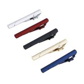5 Pieces Metal Tie Clip Set for Men Metal Multicolor Black/Silver/Gold/Blue/Red for Party Wedding Work Gift Set Metal Silver