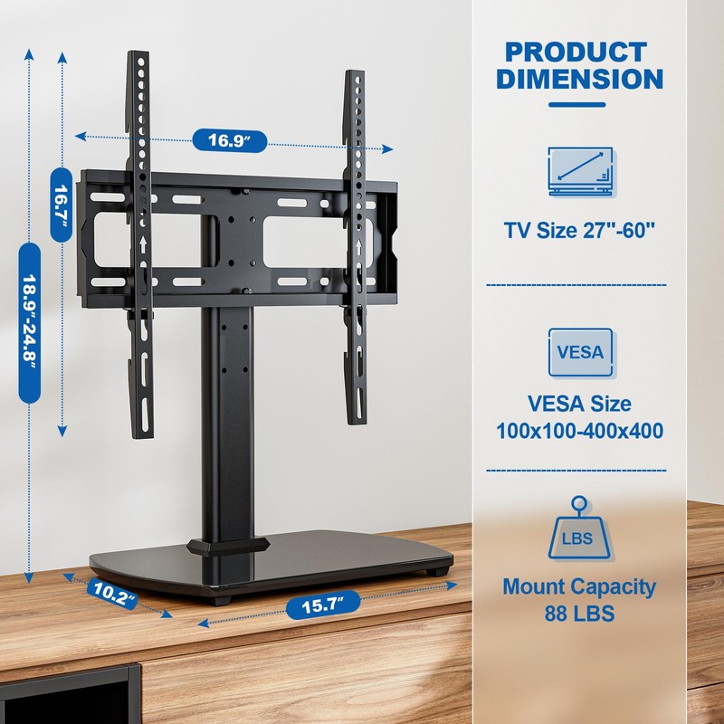 HOLMAXD Universal TV Stand for 27-60 Inch TVs with Swivel