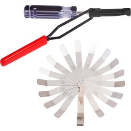 Valve Lash Adjustment Tool, with Angled Feeler Gauge，10mm Jam Nut Valve Adjustment Tool, Slotted Valve Adjusting Stud, Compatible with Honda/Nissan/Toyota/Japanese Auto Vehicle (Black and red)