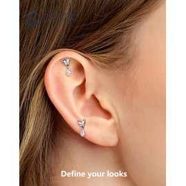 OUFER 16G Schmetterling Helix Piercing Innengewinde Knorpel Ohrpiercing Edelstahl 316L Tragus Earring Klar Tränenförmige Gestalt CZ Lip Stud für Frauen 6 mm
