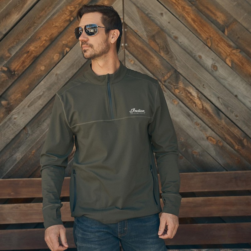 Indian Motorcycle Men's Athlete Script Logo Top, Green