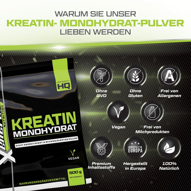 Xellerate Creatin Monohydrat Pulver 500g - 166 Anwendungen - Kreatin