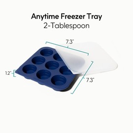Anyday 2-Tbsp Silicone Freezer Tray with Silicone Lid for Sauces, Purees, Garlic, Herbs, Tomato Paste | Plastic-Free Freezer Molds | 1 Oz Meal Prep Ice Cube Tray Reusable
