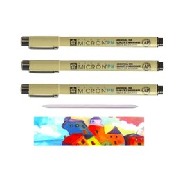Sakura Pigma Micron PN Black, Pack of 3 and ESTOMP