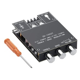 ZK1002T 100W*2 Bluetooth Amplifier Board - TPA3116D2 2.0 Channel BT and AUX Input Stereo Audio Amp Board with Treble and Bass Control for Passive Speakers