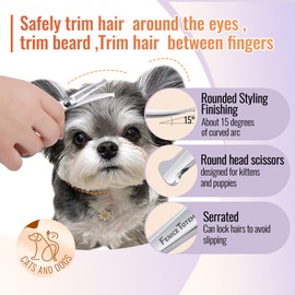 Fenice Totem Dog Grooming Scissors: 4.75" Pet Curved Shears Made Of Advanced Stainless Steel Alloy for Trimming Dogs Cats and Other Pets Face and Paws