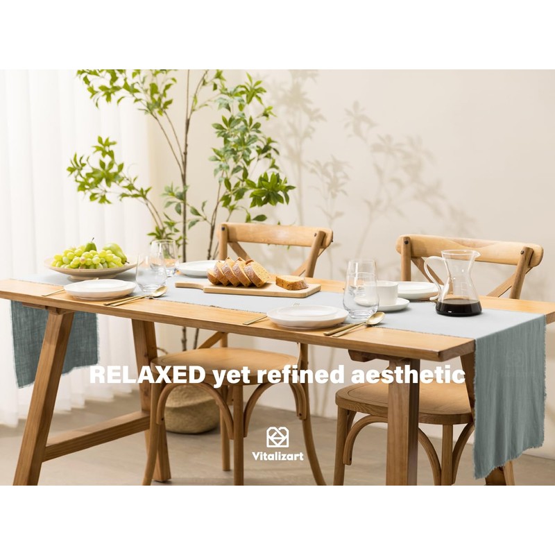Vitalizart Green Table Runner 14 x 90 Inches Long Slub