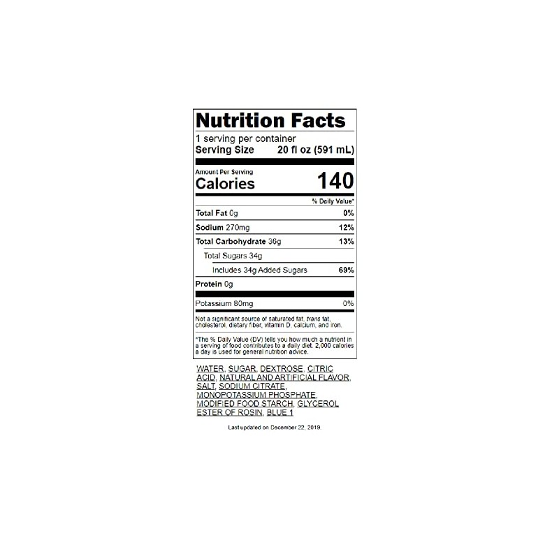 Gatorade Sport Drink Cooling Blue Raspberry, 20-Ounce Wide MouthBottles (Pack