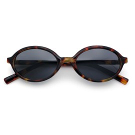 SA106 Retro Vintage Vibe Oval Hipster Boho Fashion Plastic Sunglasses Tortoise - Black