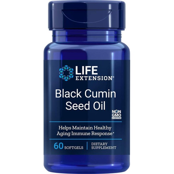Life Extension Black Cumin Seed Oil 500 mg – Immune Support & Promoting a Healthy Inflammatory Response – Organic - Non-GMO – Gluten-Free – 60 Softgels
