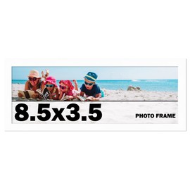 8.5x3.5 Frame White Solid Wood Picture Frame Includes UV Acrylic Shatter Guard Front, Acid Free Foam Backing Board, Hanging Hardware Wood Square Frame Wall Frames for Family Photos - no Mat
