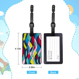 Luggage Tags 4Pcs Rubber Baggage Handbag Travel Suitcase Tags Luggage Tag Holders with Name ID Card for Suitcases,Privacy Protection Bag Tags Travel Essentials,Fully Bendable Tags with Labels