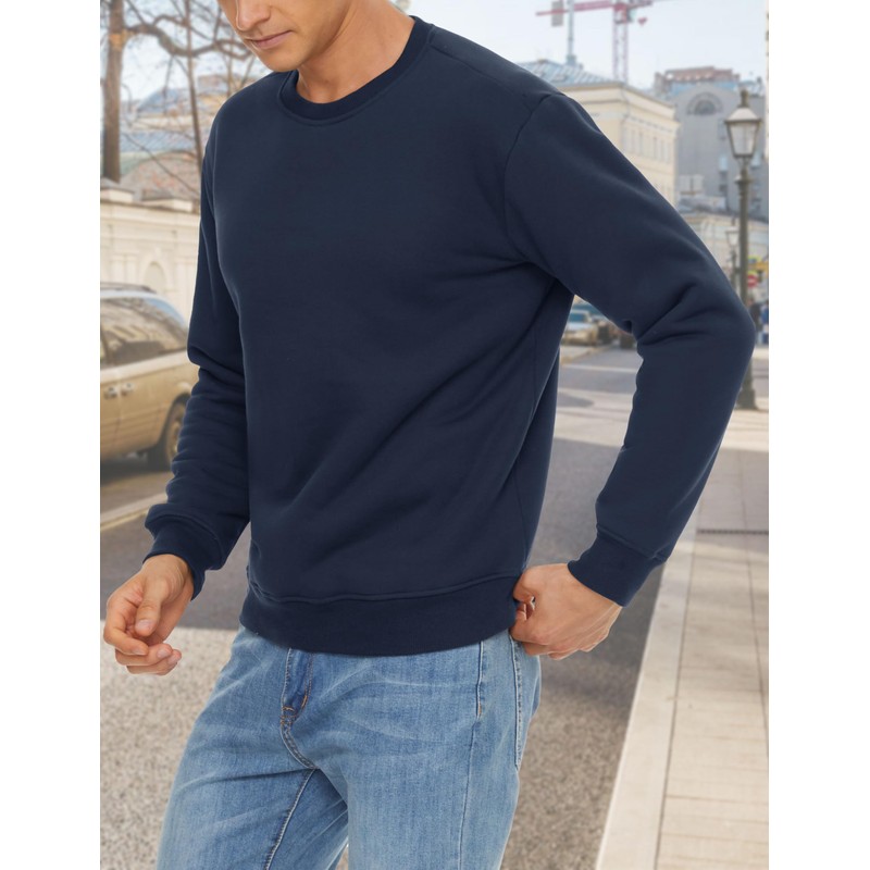 MAGCOMSEN Mens Sweatshirt with Sherpa Lining Pullover Men Winter Basic