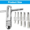 Puedno Adjustable T-Handle Ratchet Tap, M3-M8 Threading Wrench Set, Machine