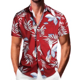 Sumolux Mens Hawaiian Shirts Floral Button Down Tropical Holiday Beach Shirts