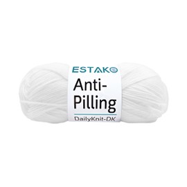 Estako DailyKnit-DK - Hilo acrílico 100% antibolitas - Suave DK peso ligero #3 - (3.5 onzas / 273 yardas) - para tejer y ganchillo (80001 - blanco)