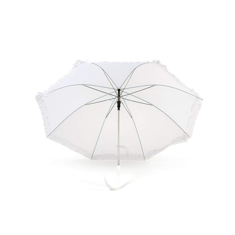 Jollybrolly Budget White Wedding Umbrellas with Frill Straight Rain Waterproof