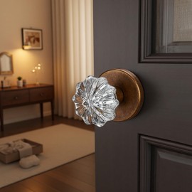 dairazan Aged Brass Crystal Passage Door Knob – Vintage Glass Interior Door Handle, Elegant Gold Hardware for Hallway, Closet, and Pantry