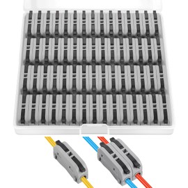 XHF 60 Pcs Black Conductor Compact Connectors Lever Nuts, Electrical Wire Terminals for Any Circuit Inline Splices 28-12 AWG (SPL-1)