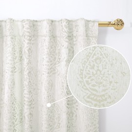 Mrs.Naturall Cream Curtains 96 Inches Long for Living Room 2 Panels Set,50% Blackout Room Darkening Curtains for Bedroom