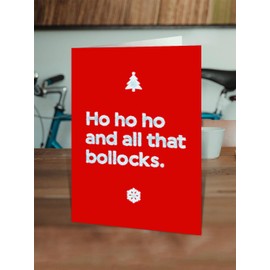 Brainbox Candy - Rude Christmas Card - 'Ho Ho Ho And All That Bollocks' - Cheeky Xmas Cards - Funny Seasonal Humour Cards - For Him Her Men Woman Friends - Merry Christmas