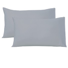Linen Home Grey Pillowcases 2 Pack, Easy Care Soft Brushed Microfibre Standard Pillow cases 50x75 cm, Wrinkle and Fade Resistance (Pillowcases 2 Pack, Grey)