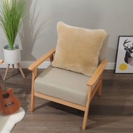 LLB Luxury Genuine Sheepskin Throw Pillow Covers Soft Fluffy Solid Decorative Square Couch Pillow Covers 18"x18" Pillowcase Cushion Case for Sofa Bedroom Car Bed, No Pillow Insert Shearling Pearl