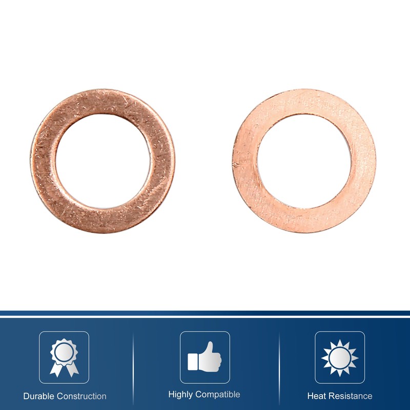 sourcing map Pack of 20 Flat Washers Copper Washers Sealing