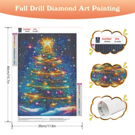 Lxmsja 5D Diamond Painting Christmas, Diamond Painting Christmas Tree Adults, Diamond Painting Pictures, Full DIY Diamond Art Painting Embroidery Set, Cross Stitch Pictures, Home Wall Decor, 30 x 40