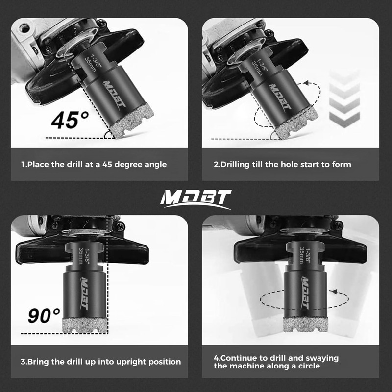 9 Pack Premium Diamond Drill Bit Set - Versatile Tools