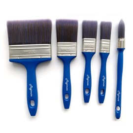 Magimate Professional Staining Brushes, Flat Paint Brushes Assorted Size with an Elegance Tapered Trim Paint Brush for Glossing, Touching up Walls, Cabinets, Fence and Crafts, Pack of 5pc