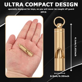 3 Pack Brass Emergency Whistles - 125 dB Loud Survival Whistle with Lanyard,Ultra-Loud Safety Whistle, Premium Brass Emergency Whistles for Boating, Camping Hiking, Hunting, Adults & Pets
