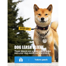 Selectively Social Do Not Pet Dog Leash Sleeve, Funny Yellow Dog Leash Wrap Alert Hanging ID Patch Tag, Do Not Pet Leash Sleeve Service Dog Leash Sleeve Pet Birthday Gifts for Dog Owners