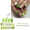 Cute Green Press on Nails Short Almond Fake Nails with