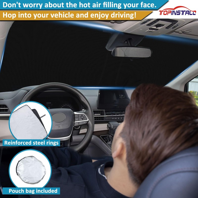 TOPINSTALL Thick Foldable Sunshade Compatible with 2021-2026 Toyota Sienna Accessories,