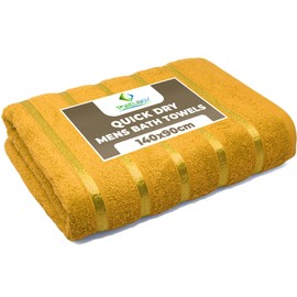 Towelogy® Quick Dry Large Bath Towels for Men 140x80cm -100% Egyptian Cotton Bath Sheets - Ultra Absorbent, Durable and Fast Drying for Daily Use (Yellow)